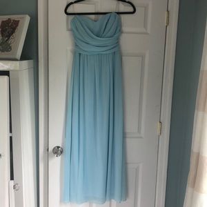 Pale Blue Strapless Maxi Dress